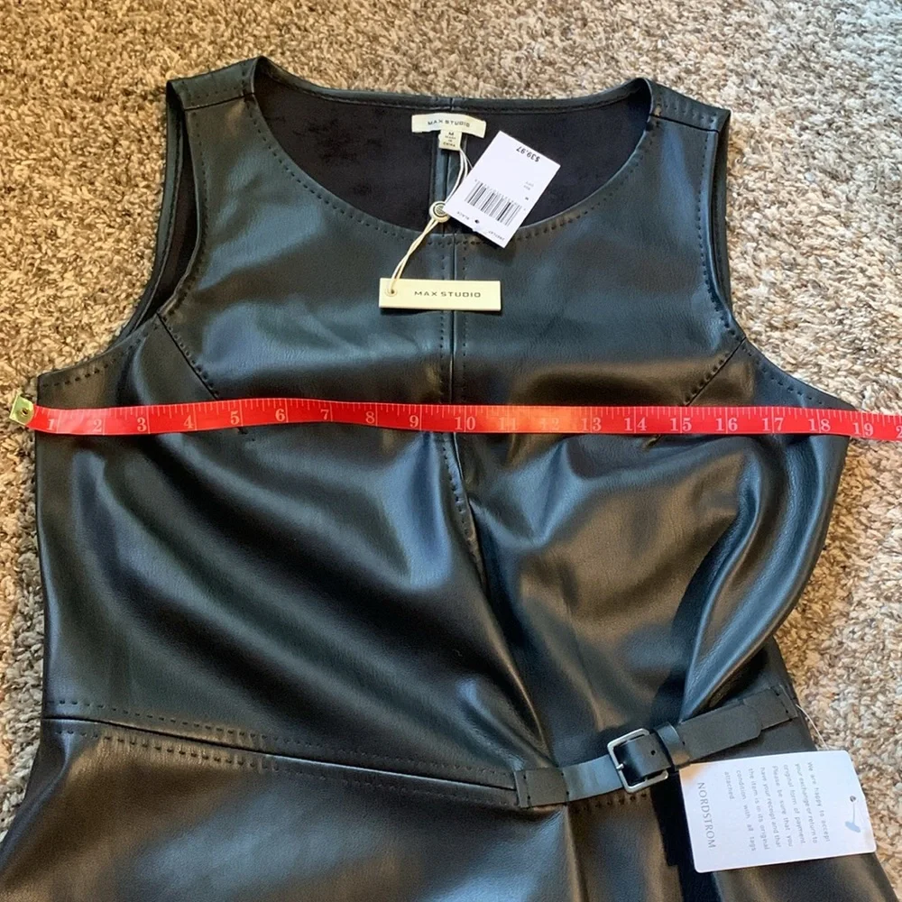 Max Studio Black Leather Dress Nordstrom Size Medium - Picture 5 of 7